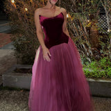 CUSTOM MADE (wine/burgundy) velvet corset with tule maxi