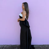 RACHEL GILBERT (black/white) Column bow gown