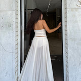 BEC AND BRIDGE (buttercream ivory) Dante spiral halter top / Camille maxi skirt