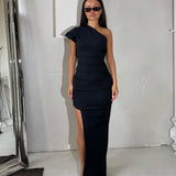 CHRISTOPHER ESBER (black) one shoulder mini with tail