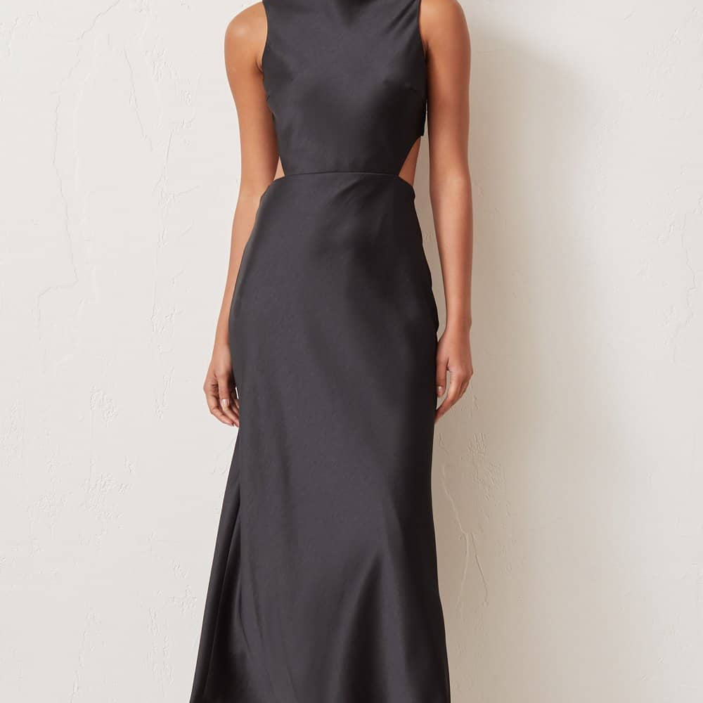 BEC AND BRIDGE (black) Seraphine high neck backless silk midi