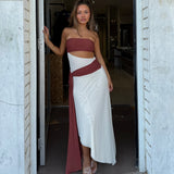 BEC AND BRIDGE (beige/red) Ayla strapless midi