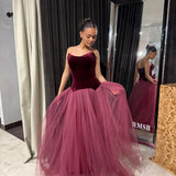 CUSTOM MADE (wine/burgundy) velvet corset with tule maxi
