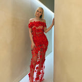 ALAMOUR THE LABEL (red) Florentina lace floral maxi