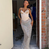 SYDNEY LANE (champagne/silver) Cheyne sequin top/skirt set