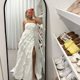 AJE (white) Allairie strapless frill maxi