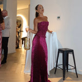 LIDEE (sangria plum glitter) Maya pleated gown