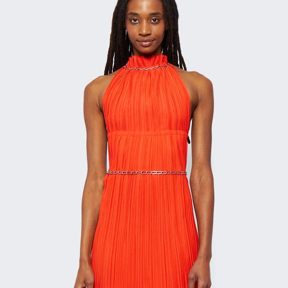 DION LEE (orange) Pleated Halter Mini