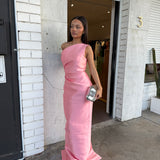 SOLACE LONDON (pink) Kira Twill one shoulder gown