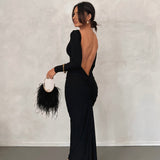 MELANI THE LABLE (black) Camila long sleeve backless midi