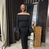SOLACE LONDON (black) Talia off shoulder maxi