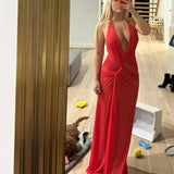 BEC AND BRIDGE (red) Xanthi V neck maxi