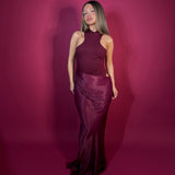 CAMILA COEHLO (wine red) Estrella high neck gown