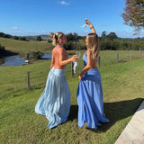 ARCINA ORI (blue) Santina halter neck maxi