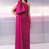 RACHEL GILBERT (magenta) Alessandra bow sleeve maxi