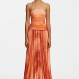 ACLER (orange/melon) Brayswick pleated strapless midi
