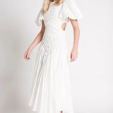AJE (white) Siren Drawstring puffy shortsleeve midi