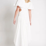 AJE (white) Siren Drawstring puffy shortsleeve midi