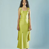 STOLEN STUDIOS (lime/green) Angel backless tie up midi