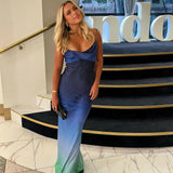 RAT AND BOA (blue/green ombre) Beliza silk maxi