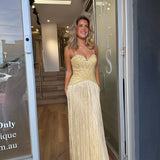SAHARA (butter yellow) spaghetti strap gown