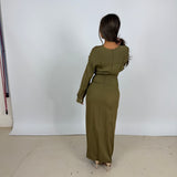 CHRISTOPHER ESBER Ruched Shirt Dress Open Tummy (Khaki)