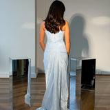 CUSTOM MADE (blue) Strapless Drape Gown