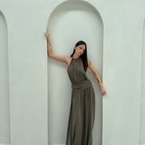 ARCINA ORI (khaki) Santina halter neck maxi