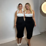 NOOKIE (black/white) Renaissance halter midi