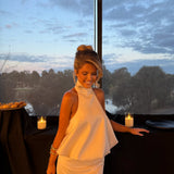 ONE OF OTHERS (white) halter top and skirt set
