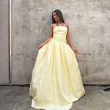 MESHKI (yellow) Frances strapless bow maxi