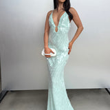 MISHA (mint/aqua) Sapphire Sequin gown