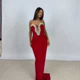 ALBINA DYLA (red) Classica strapless diamonte gown