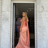 CUSTOM MADE (peach) halter gown