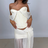 SANEA SEASON (beige/white) Silk corset skirt set