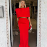EFFIE KATS (red) Olympia cape and skirt set