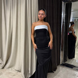 RACHEL GILBERT (black/white) Column bow gown