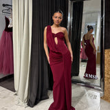 SHE IS OLLA (red) Madeleine one shoulder maxi
