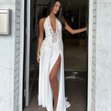 MIM AND BELL (white) Milina lace halter maxi