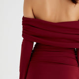 BENNI (burgundy/wine red) Lorena off shoulder maxi
