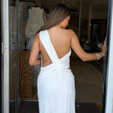 MISHA (white) Solstice one shoulder maxi