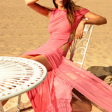 BEC AND BRIDGE (pink grapefruit) Kailani Asym mesh maxi