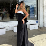 RACHEL GILBERT (black/white) Column bow gown