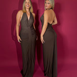 MISHA (chocolate brown) Venus gathered cupro maxi