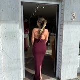 NOOKIE (wine/burgundy) Demi halter maxi