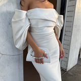 SOLACE LONDON (white) Arla off shoulder gown