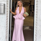 ELLIATT (baby pink) Fiorina halter peplum maxi