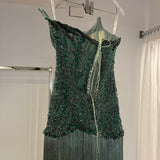 TABJA (green) Ivy Fringe Gown