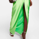 RASARIO (lime green) Cutout satin maxi