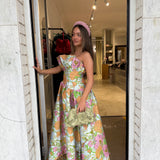 ELLIATT (green floral) Laurel strapless maxi